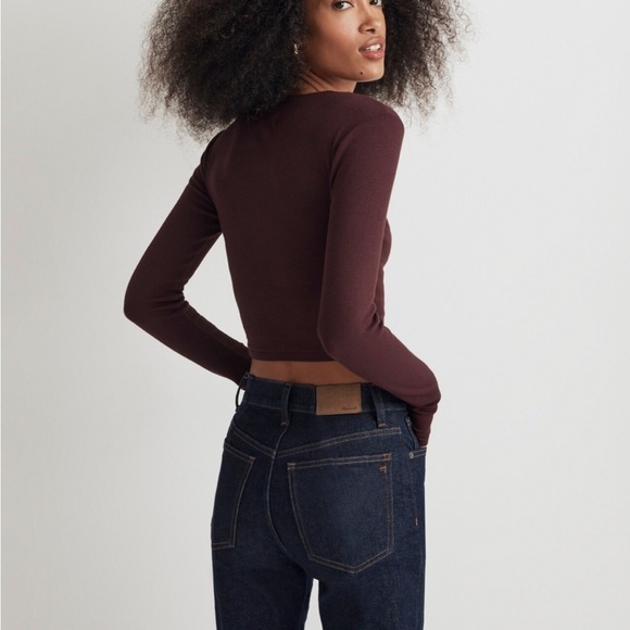 Madewell Fine Ribbed Supercrop Crewneck Long-Sleeve Tee - Picture 2 of 13